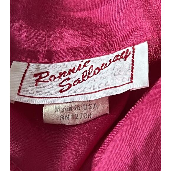 VTG Ronnie Salloway Made In USA Fushia Pink Silky Polyester 2pc Set Women's XL - Picture 4 of 5
